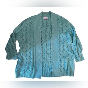 Bon Worth Turquoise Knit Cardigan